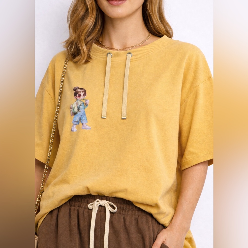 Olsen Mastered Cute Graphic Short Sleeve Top size Large